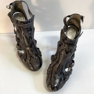 Calvin Klein Grey Snake-Skin Gladiator Heels